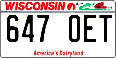 WI license plate 647OET