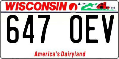 WI license plate 647OEV