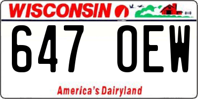 WI license plate 647OEW