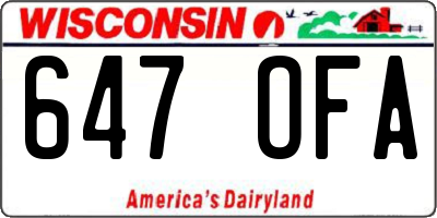 WI license plate 647OFA