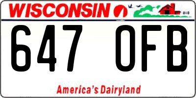 WI license plate 647OFB