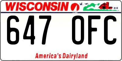 WI license plate 647OFC