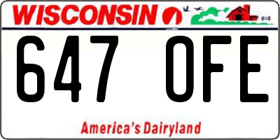 WI license plate 647OFE