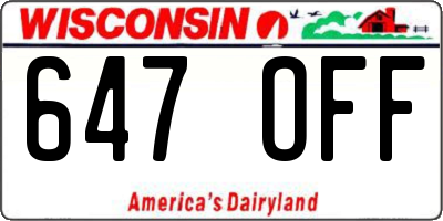 WI license plate 647OFF