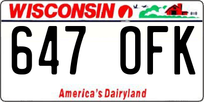 WI license plate 647OFK