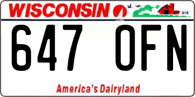 WI license plate 647OFN