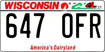 WI license plate 647OFR
