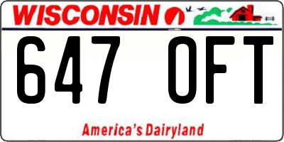 WI license plate 647OFT