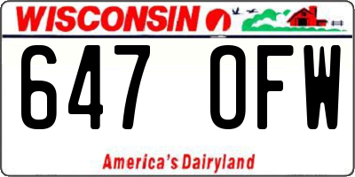 WI license plate 647OFW