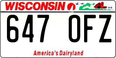 WI license plate 647OFZ