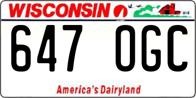 WI license plate 647OGC