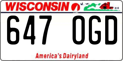 WI license plate 647OGD
