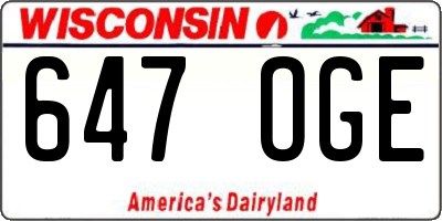 WI license plate 647OGE