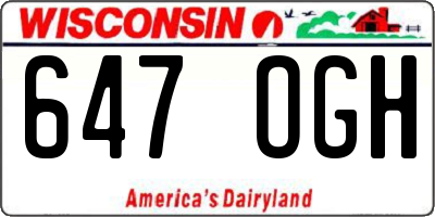 WI license plate 647OGH