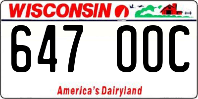 WI license plate 647OOC