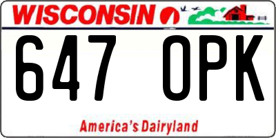 WI license plate 647OPK