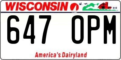 WI license plate 647OPM