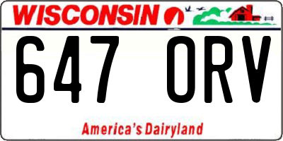 WI license plate 647ORV