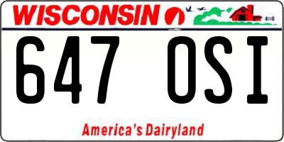 WI license plate 647OSI
