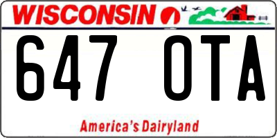 WI license plate 647OTA