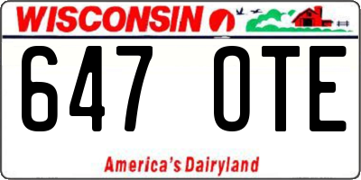 WI license plate 647OTE