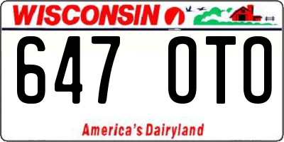 WI license plate 647OTO