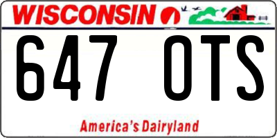 WI license plate 647OTS