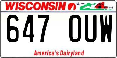 WI license plate 647OUW