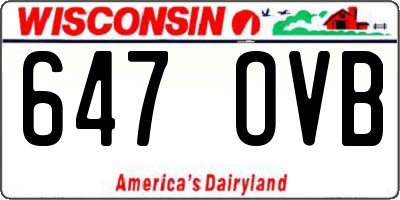 WI license plate 647OVB