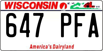 WI license plate 647PFA