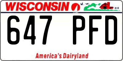 WI license plate 647PFD