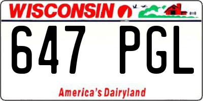 WI license plate 647PGL