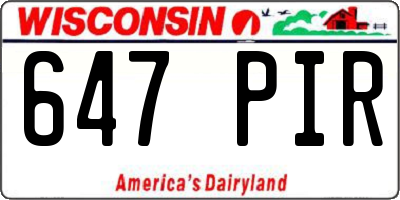 WI license plate 647PIR