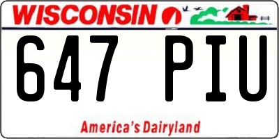 WI license plate 647PIU