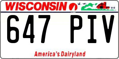 WI license plate 647PIV