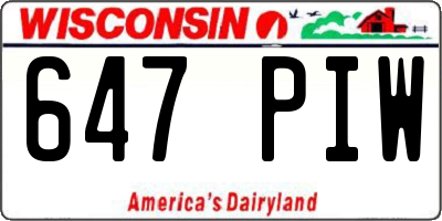 WI license plate 647PIW