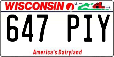 WI license plate 647PIY