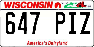 WI license plate 647PIZ