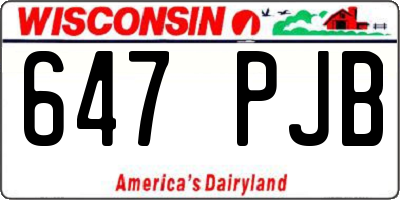 WI license plate 647PJB
