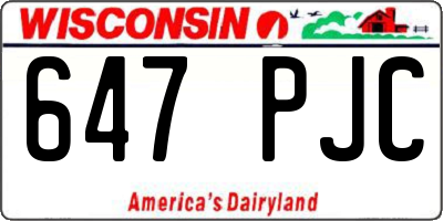 WI license plate 647PJC