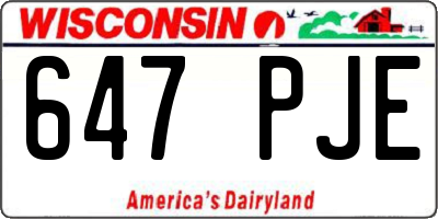 WI license plate 647PJE