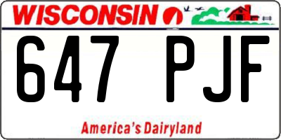 WI license plate 647PJF