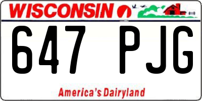 WI license plate 647PJG