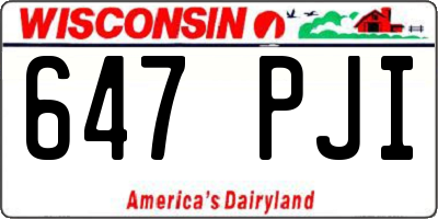 WI license plate 647PJI