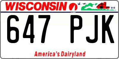 WI license plate 647PJK