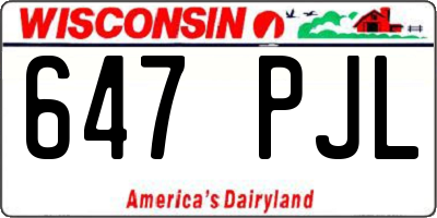 WI license plate 647PJL
