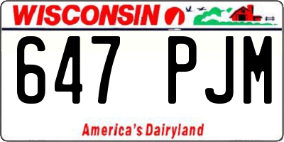 WI license plate 647PJM