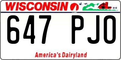 WI license plate 647PJO