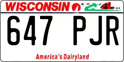WI license plate 647PJR
