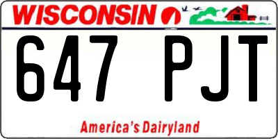 WI license plate 647PJT